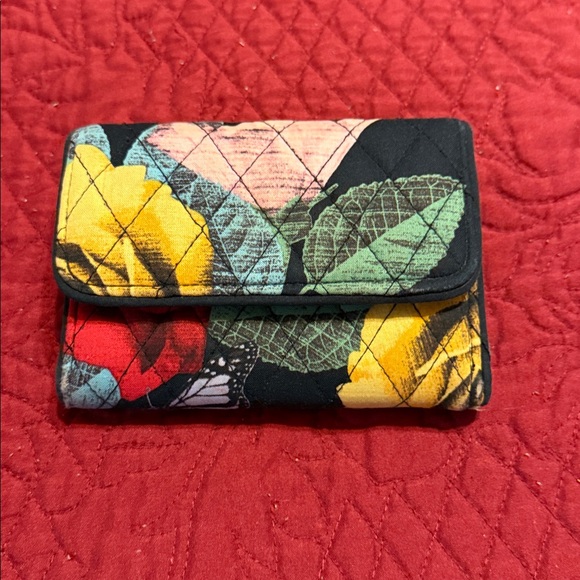 Vera Bradley Handbags - Vera Bradley Quilted Floral Wallet - Black, Yellow, Red, Green